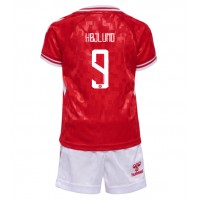 Denmark Rasmus Hojlund #9 Replica Home Minikit Euro 2024 Short Sleeve (+ pants)